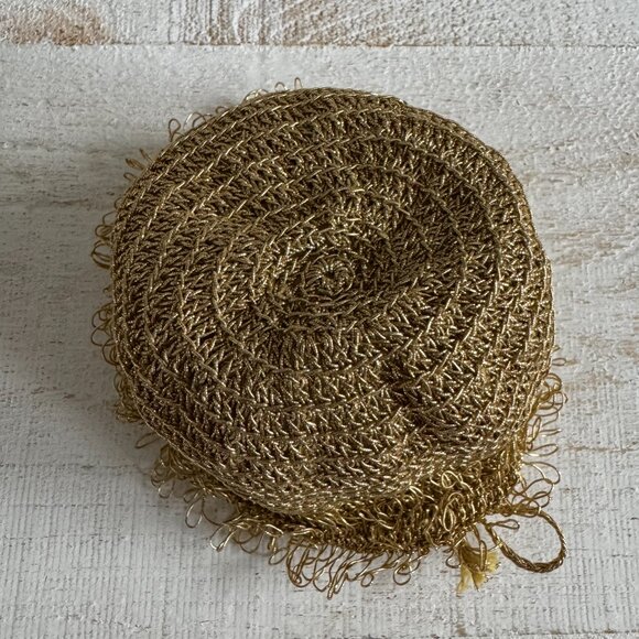 Vintage Miniature/Small Metallic Gold Crochet Drawstring Bag - Picture 10 of 12
